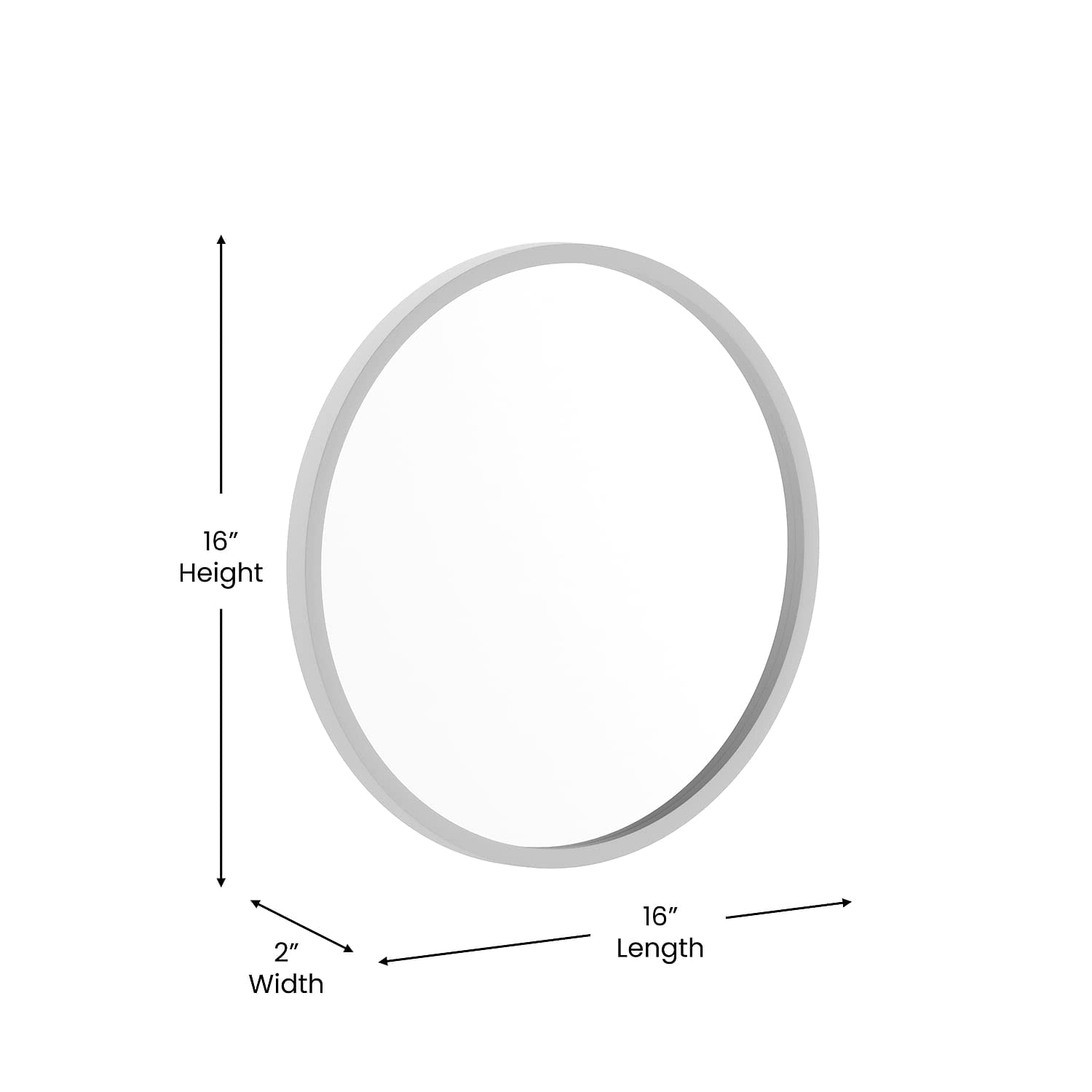 Flash Furniture Julianne Large Round Wall Mirror - Silver Circle Accent Mirror - 16&quot; Vanity Mirror - For Bathroom, Vanity, Entryway, Dining Room, & Living Room