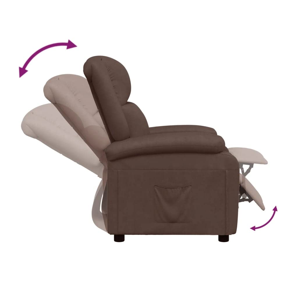 vidaXL Modern Faux Leather Recliner (Brown) - Foam-Filling, Adjustable, Metal Frame, Spacious Seating Space