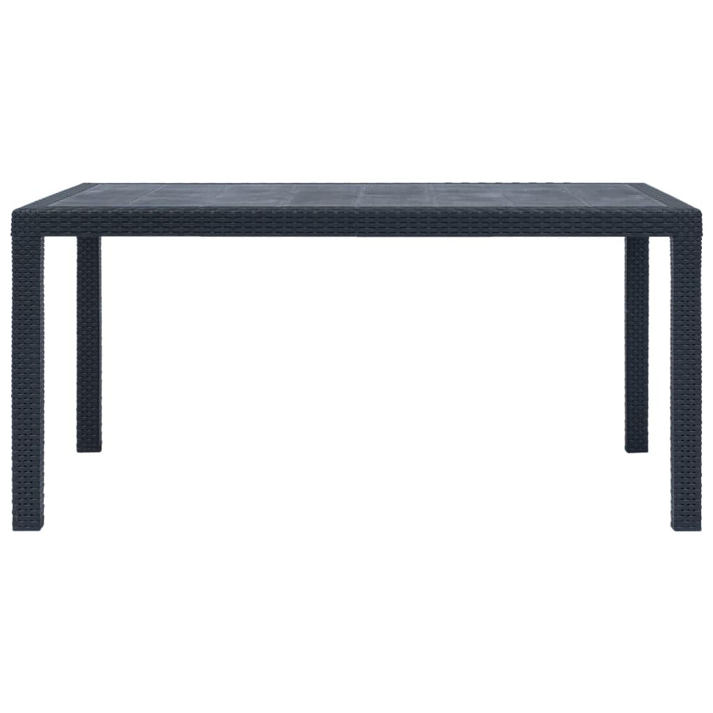 vidaXL Anthracite Patio Table with Rattan Look Design | Durable & Weather Resistant | Lightweight Outdoor Dining Table for Garden, Patio or Campsite - Dimensions 59"x35.4"x28.3".
