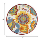 HomeRoots Multicolor 100% Polypropylene 8’ Round Yellow and Ivory Indoor Outdoor Area Rug