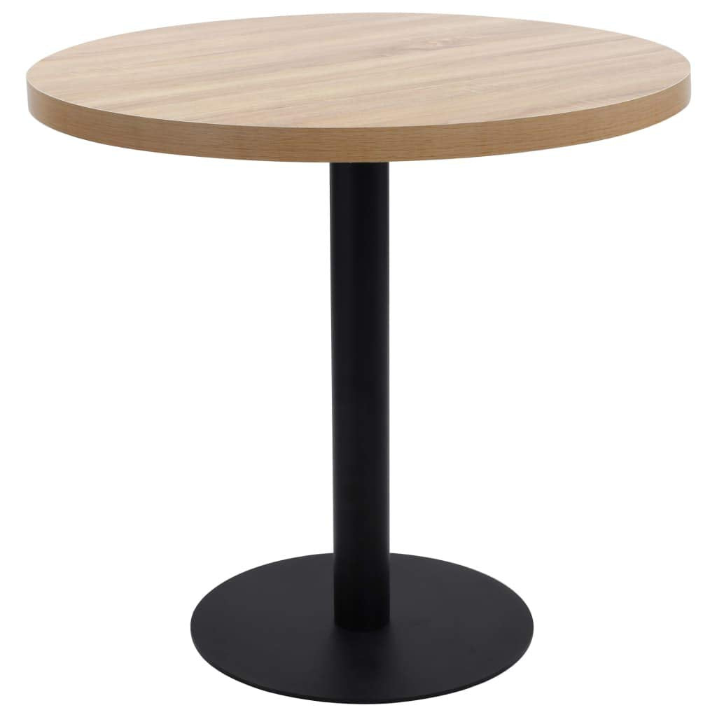 vidaXL Bistro Table with MDF Top - Light Brown Round Dining Table with Steel Leg - Ideal for Bars, Restaurants & Compact Spaces