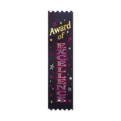 Beistle Award Of Excellence Value Ribbons, 11/2 By 61/4-Inch, 30-Pack,Multicolored