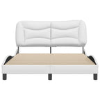 vidaXL White Faux Leather Full-Sized Bed Frame with Headboard - Modern Bedroom Furniture Designed for 53.9x74.8 Mattresses