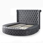 Better Home Products Elizabeth Upholstered Round Storage King Bed In Gray