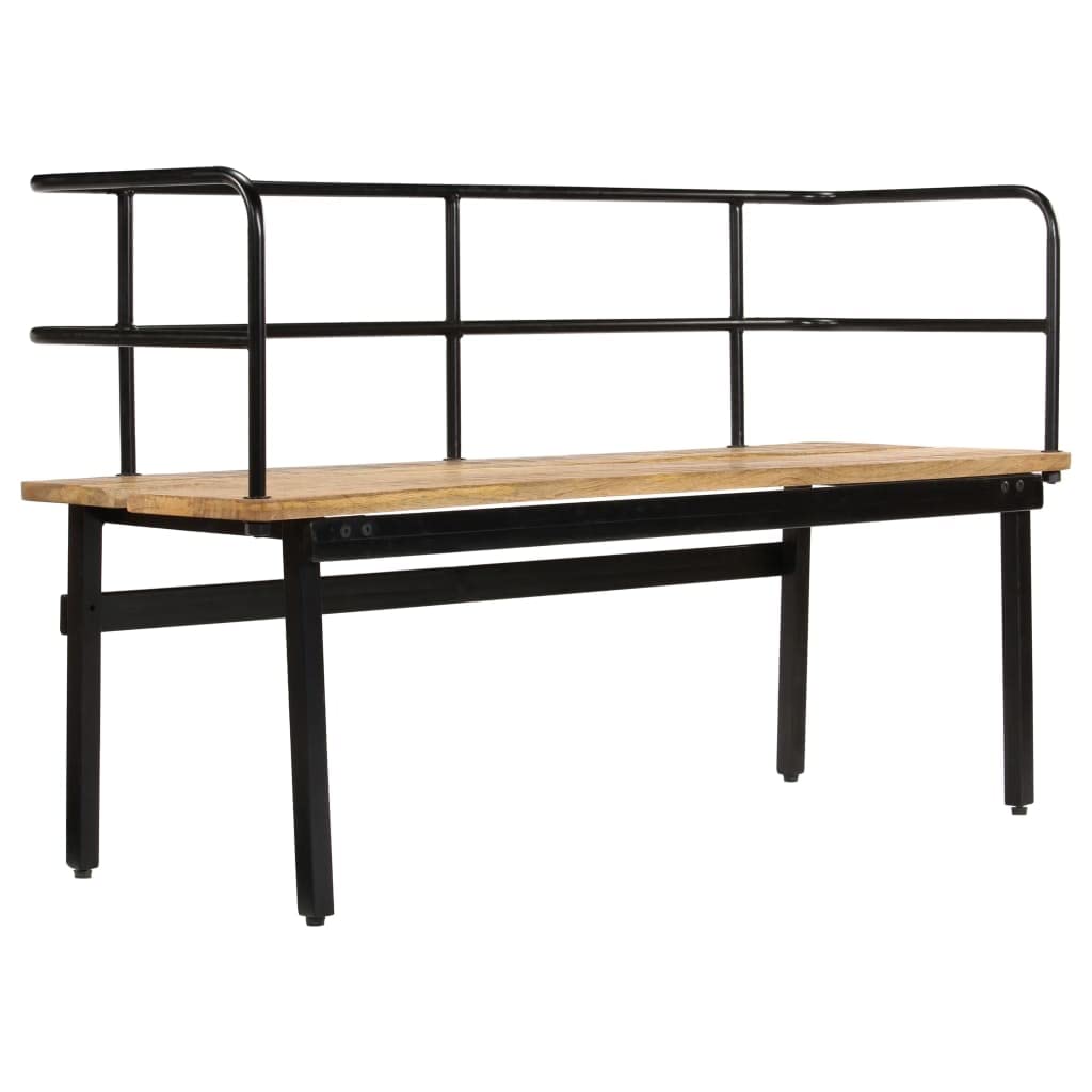 vidaXL Solid Mango Wood Bench – Rustic Industrial Style, Handcrafted, Iron Frame, Durable and Unique - Ideal for Halls, Bedrooms & Living Rooms - 47.2&quot;x15.7&quot;x27.6&quot;