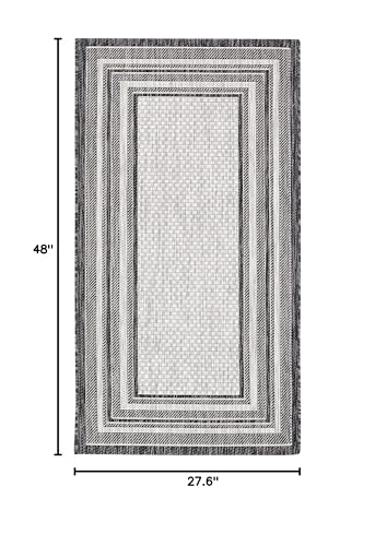 Safavieh Courtyard Collection Accent Rug - 2'3' X 4', Light Grey & Black, Non-Shedding & Easy Care, Indoor/Outdoor & Washable-Ideal For Patio, Backyard, Mudroom (Cy8475-37612)