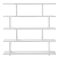 HomeRoots 517714 63 in. White Wood Five Tier Open Asymmetrical Bookcase