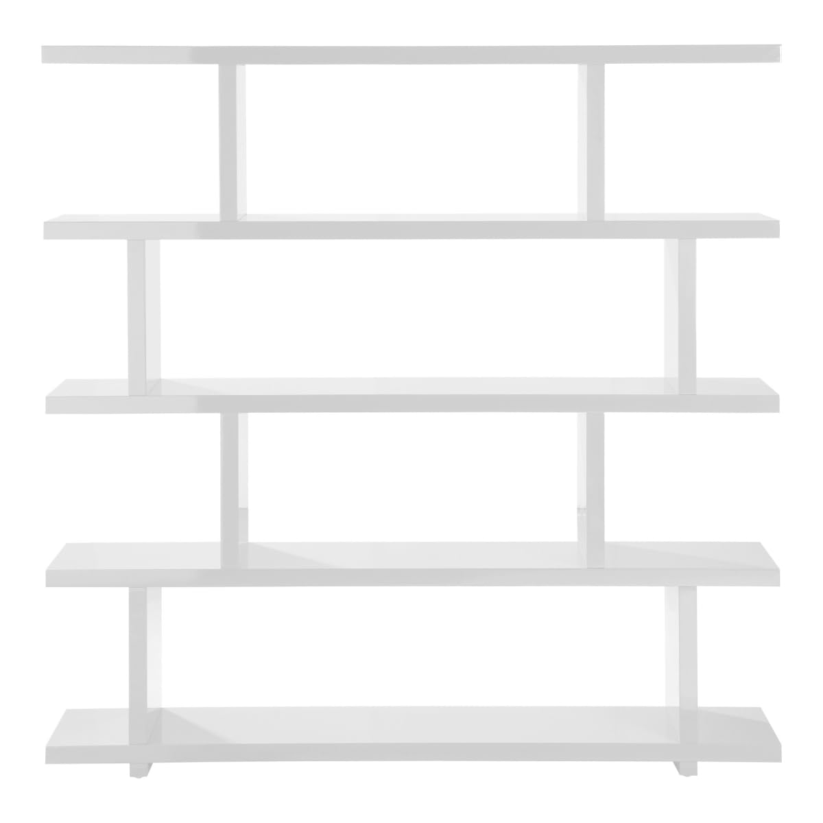 HomeRoots 517714 63 in. White Wood Five Tier Open Asymmetrical Bookcase