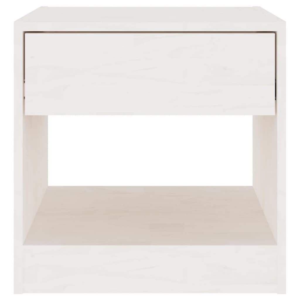 vidaXL Bedside Cabinet White 15.7&quot;x12.2&quot;x15.7&quot; Solid Wood Pine