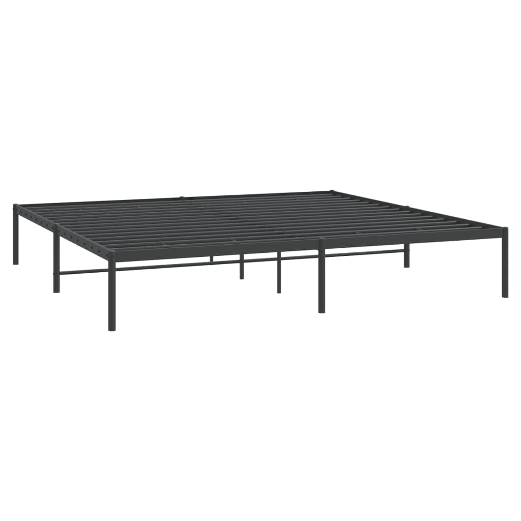 vidaXL Classic Metal Bed Frame 76&quot;x79.9&quot; in Black Steel - Sturdy Industrial Design with Metal Slats, Center Legs and Box Storage Space