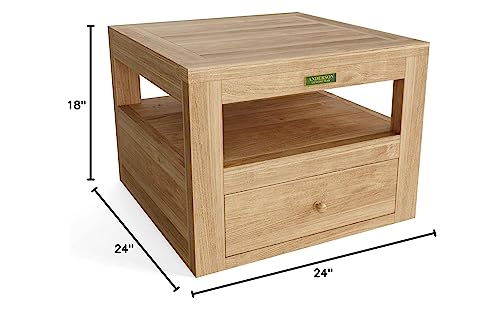 Anderson Teak Teak Copacabana Side Table Outdoor Modern Storage Teak Wood