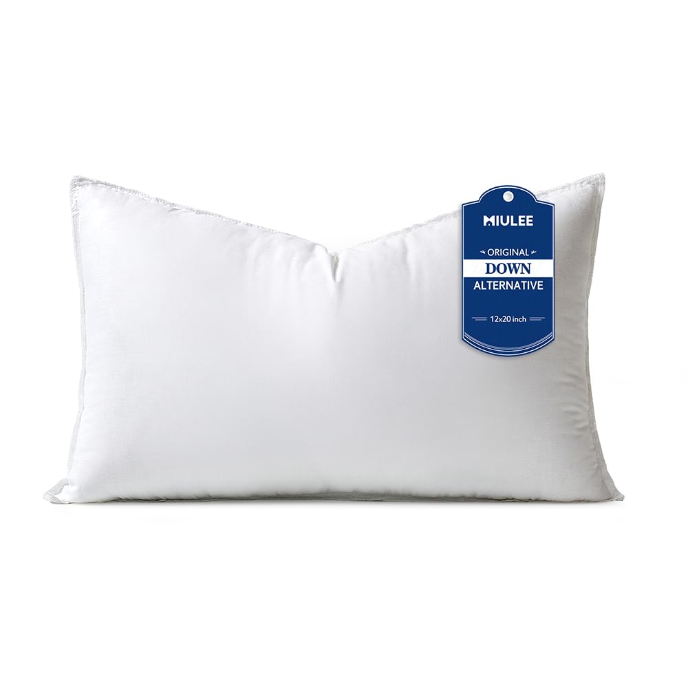 MIULEE 12x20 Down Alternative Pillow Insert Decorative Throw Pillow 12 x 20 Inch Body Pillow Bed Sleeping Pillow Ultra Soft Fluf