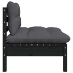 vidaXL Patio Middle Sofa - Comfortable with Cushions - Freestanding Black Garden Furniture - Solid Pinewood Construction - Flexible Modular Design