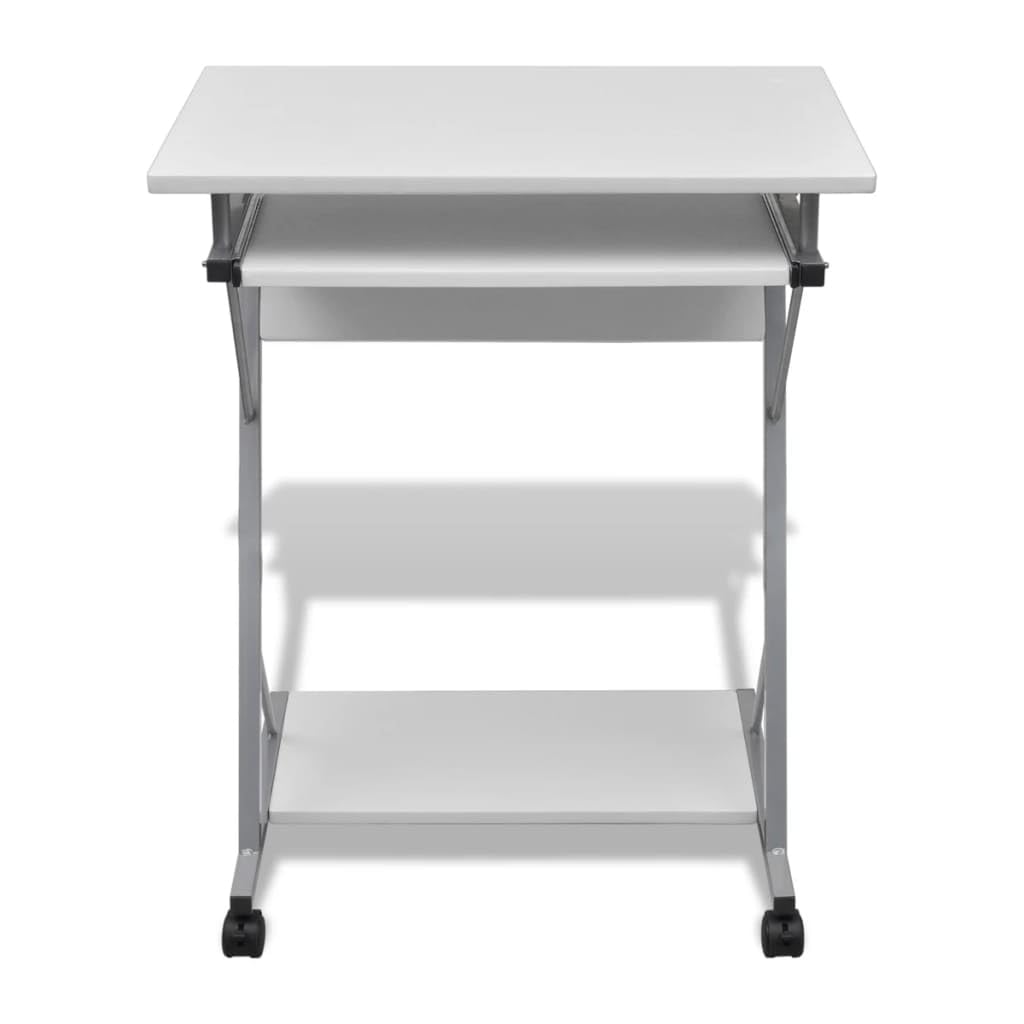 Computer Desk Pull Out Tray White Furniture Office Student Table