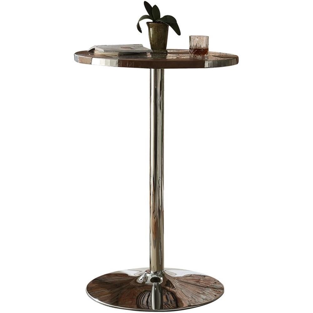 Acme Brancaster Leather Top Bar Table in Retro Brown and Chrome