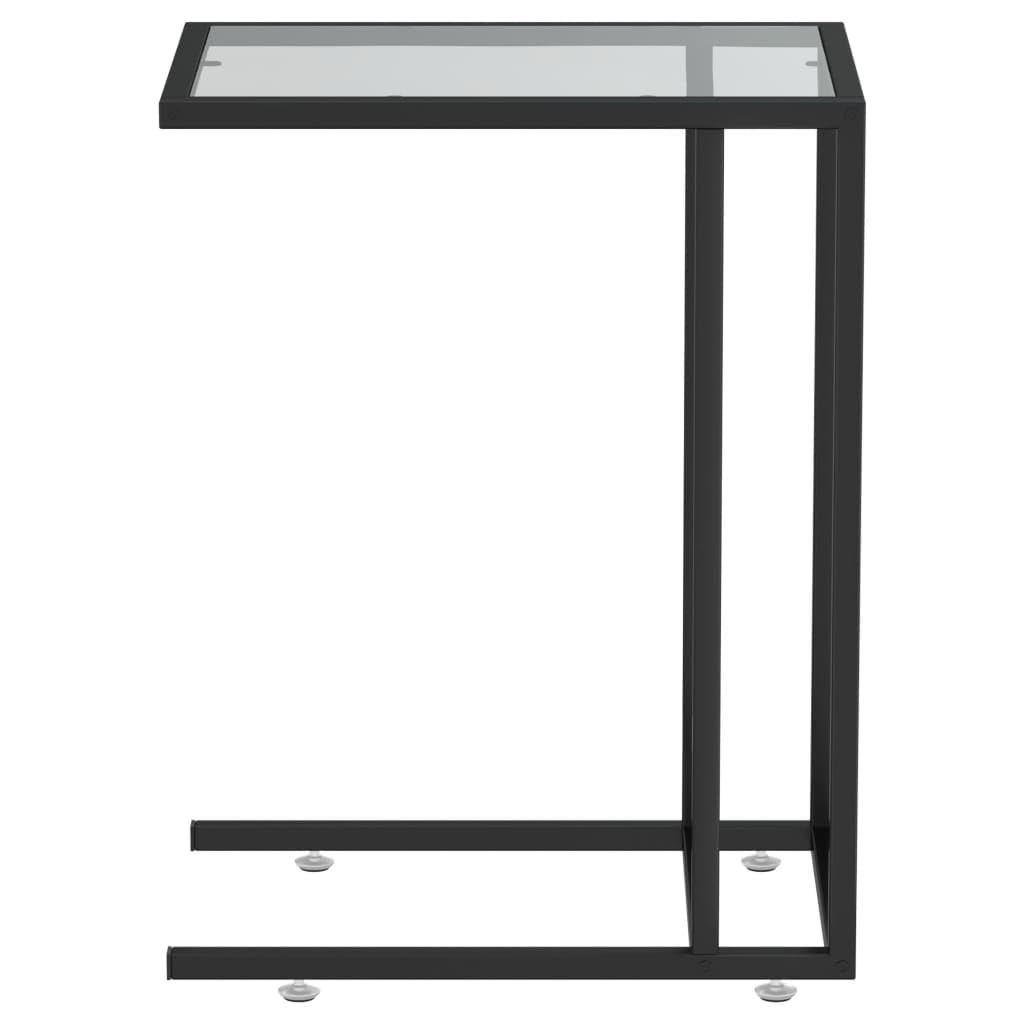 vidaXL Modern Black Computer Side Table - Versatile and Durable with a Tempered Glass Top; Ideal for Living Room and Office Spaces