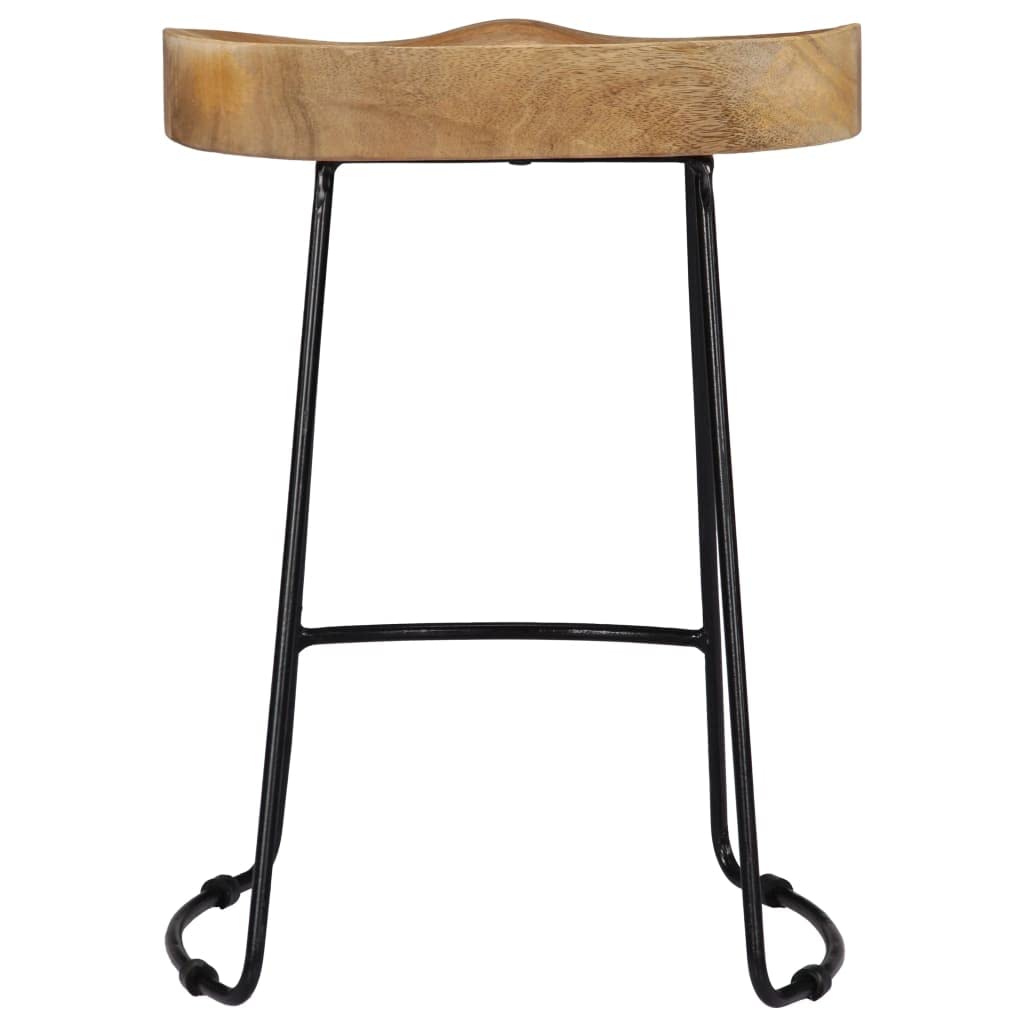 vidaXL Gavin Bar Stools in Vintage Industrial Design, Handmade Furniture, 2 Pieces, Solid Mango Wood and Powder-Coated Iron, Brown and Black