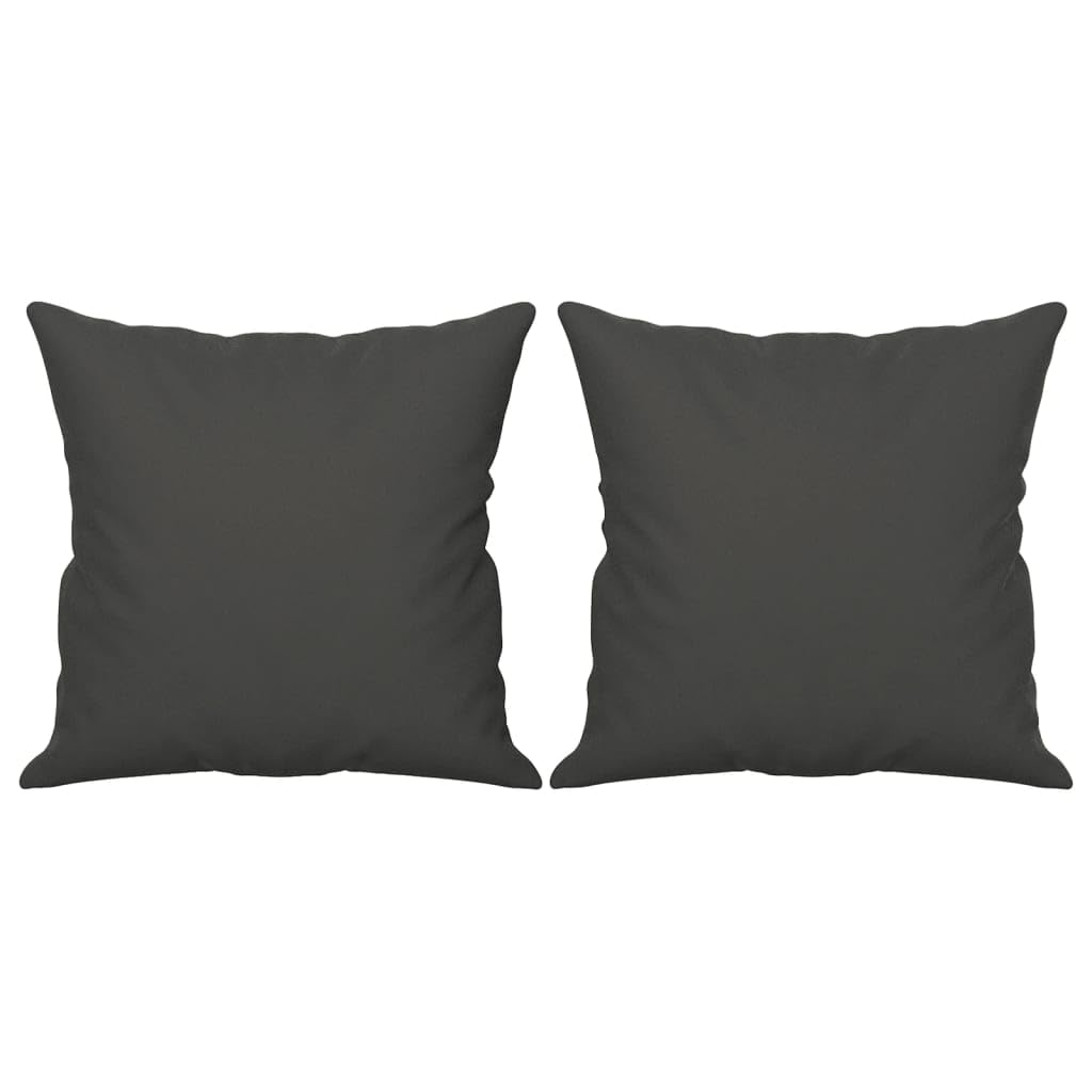 vidaXL Dark Gray Square Throw Pillows - Set of 2 with PP Cotton Inserts, Microfiber, Ideal for Sofa/Bed/Armchair