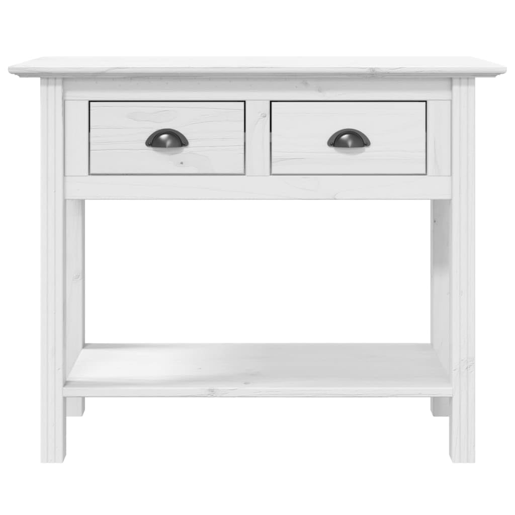 vidaXL BODO French Style Solid Pine Wood Console Table in White with Drawers and Shelves, Stable and Durable, Perfect for Hallway Display and Storage, 35.8&quot;x13.8&quot;x29.1&quot;