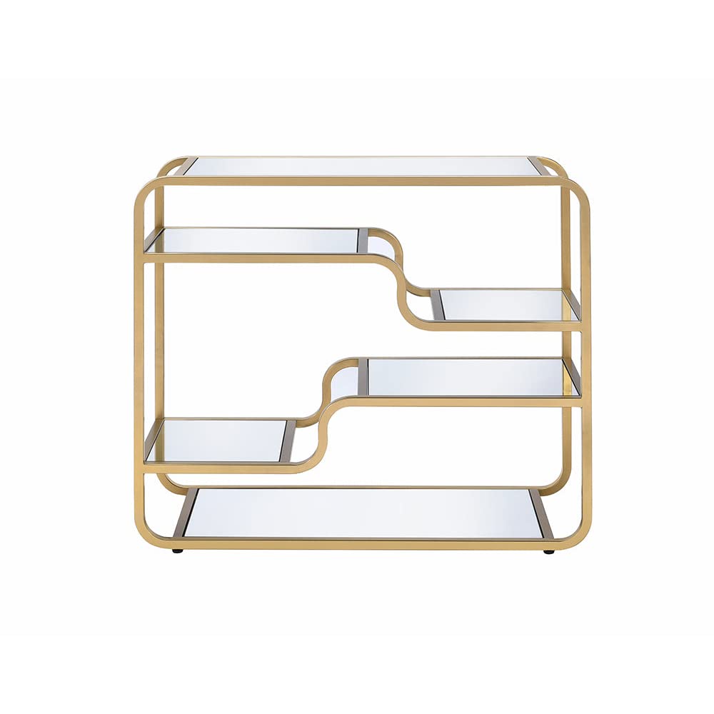 HomeRoots Gold and Clear Glass Metal, Glass Modern Yet Retro Gold and Glass Bar Table