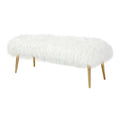 Pangea Home Lammy 17" Modern Metal & Faux Fur Bench In White/Gold