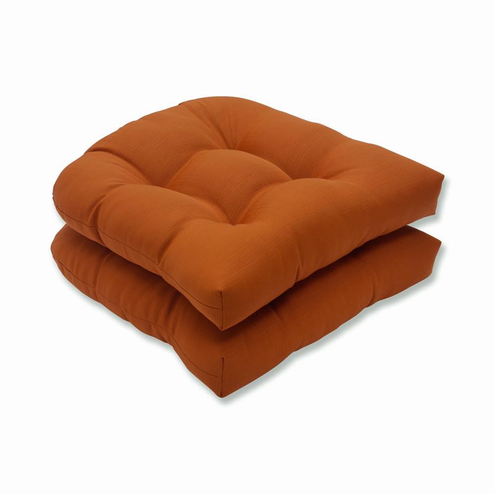 Pillow Perfect Monti Chino Solid Indoor/Outdoor Wicker Patio Seat Cushion Reversible, Weather And Fade Resistant, Round Corner -