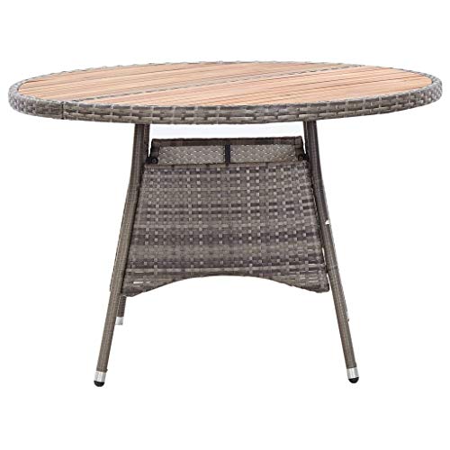 vidaXL Patio Table, Patio Table with Storage, Garden Table, Garden Furniture for Front Porch Deck Lawn Backyard, Solid Acacia Wood PE Rattan