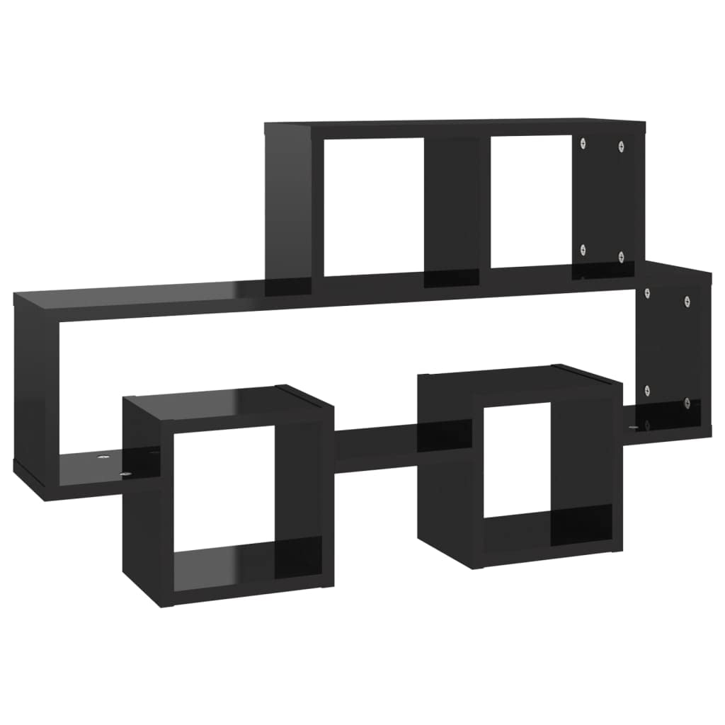 Car-Shaped Wall Shelf High Gloss Black 82x15x51 cm Engineered Wood