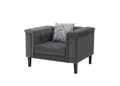 Lilola Home Mary Dark Gray Velvet Tufted Chair with 1 Accent Pillow