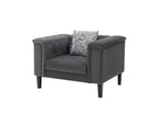 Lilola Home Mary Dark Gray Velvet Tufted Chair with 1 Accent Pillow