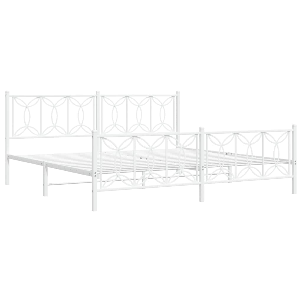 vidaXL King Metal Bed Frame with Headboard & Footboard, White, Steel, 81.5x78x35.4 Product Subtitle 50:Storage Space Breathable Support