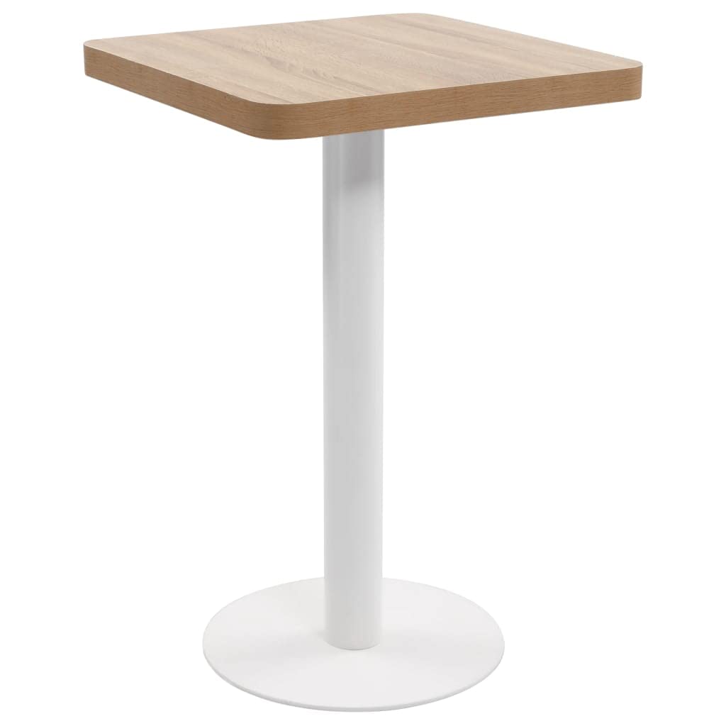 vidaXL Light Brown Bistro Table - Scandinavian Style Square MDF Dining Table with Steel Legs - 19.7&quot;x19.7&quot;