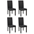 vidaXL Modern Faux Leather Dining Chairs, Set of 4 – Durable Wooden Frame - Easy Assembly - Black Dining Room Chairs