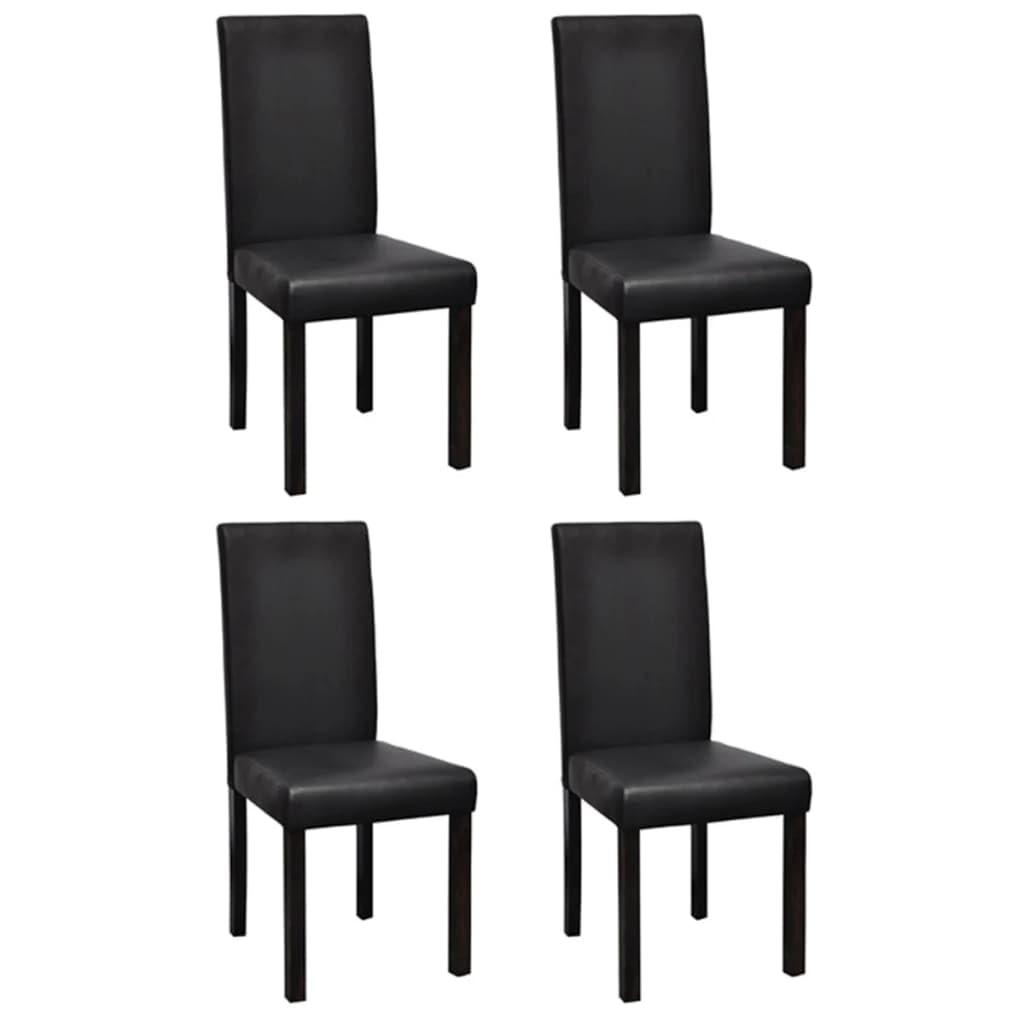 vidaXL Modern Faux Leather Dining Chairs, Set of 4 – Durable Wooden Frame - Easy Assembly - Black Dining Room Chairs