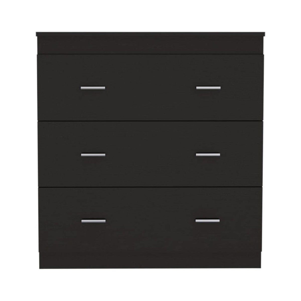 Topaz 3 Drawer Dresser With Metal Handles, Black
