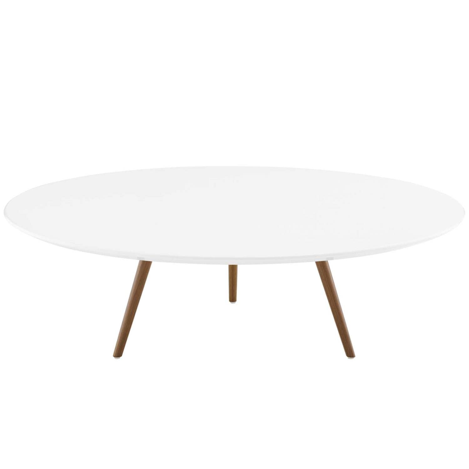 Modway Lippa 47&quot; Mid-Century Modern Round Coffee Table With Tripod Base In Walnut White