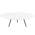 Modway Lippa 47" Mid-Century Modern Round Coffee Table With Tripod Base In Walnut White