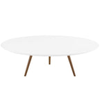Modway Lippa 47" Mid-Century Modern Round Coffee Table With Tripod Base In Walnut White