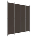 vidaXL 4-Panel Room Divider - Modern, Foldable, Freestanding, Brown, Durable Polyester Fabric and Iron, for Indoor Use, Provides