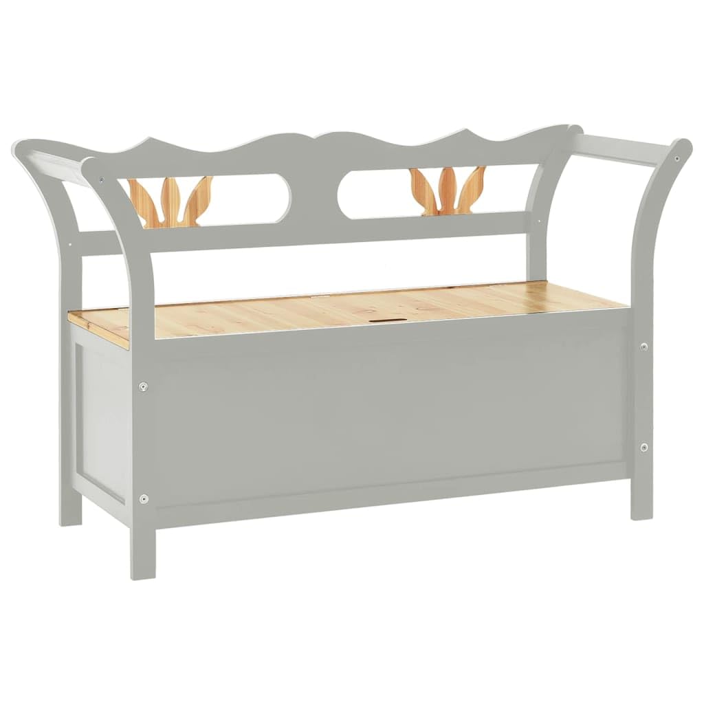 vidaXL Bench in Gray - Solid Wood Fir and Engineered Wood – Ample Storage Space – Perfect for Hallway, Entrance Space or Living Area - 42.1x17.7x29.7
