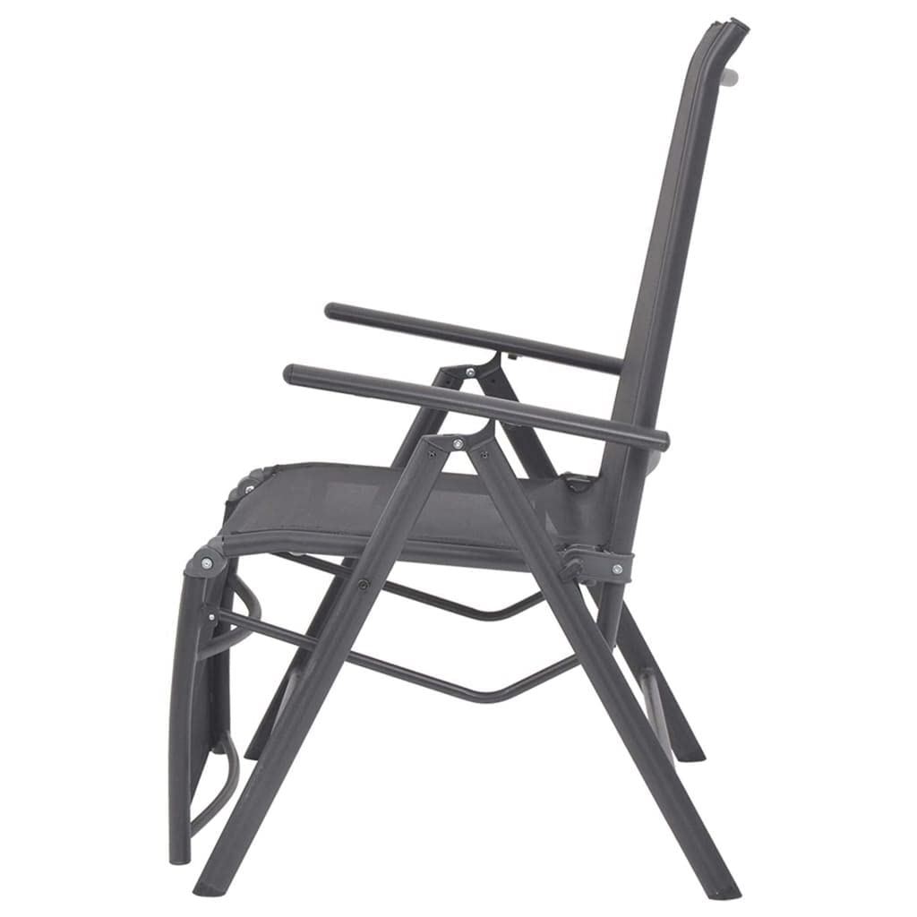 vidaXL Outdoor Reclining Deck Chair - 100% Aluminum Frame with Weather-Resistant Textilene Fabric and Adjustable Backrest, Foldable for Space-Saving Purpose - Black