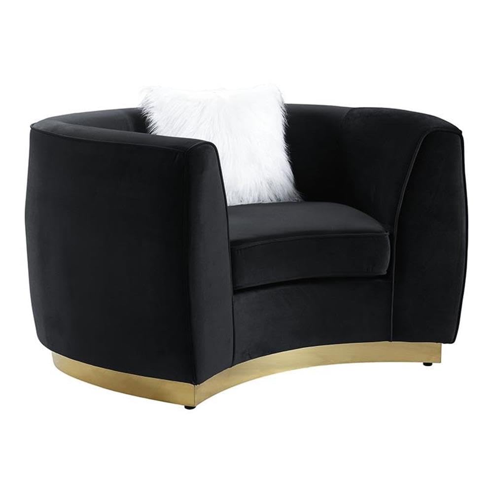 Acme Achelle Chair with Pillow in Black Velvet