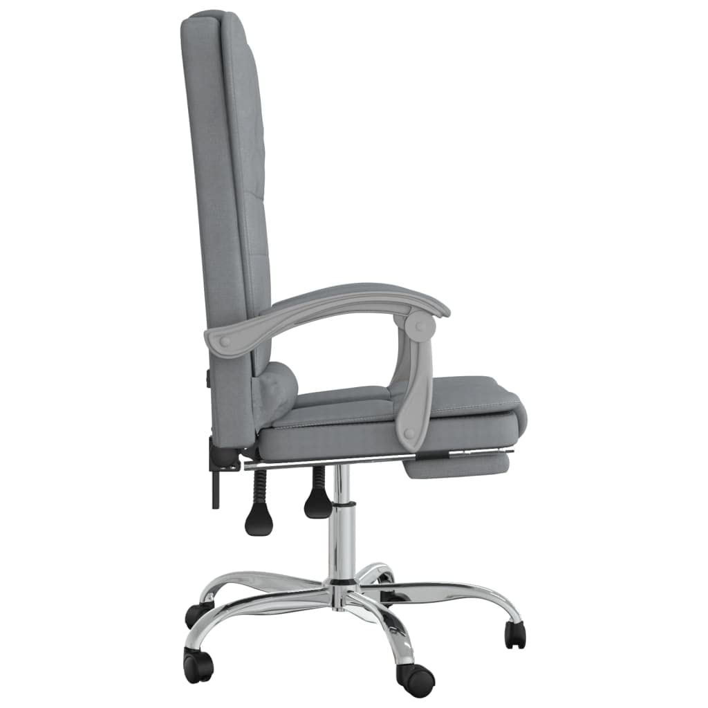 vidaXL Office Chair - Adjustable Reclining Function, Massage Point, Light Gray Fabric, 360-Degree Swivel & Rolling Castors, Sturdy Construction