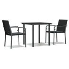 vidaXL 5-Piece Patio Dining Set in Black with Cushions - Modern Poly Rattan and Steel Frame Furniture for Garden, Outdoor, and Patio