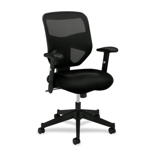 Wholesale Case Of 2 - Basyx High-Back Adjustable Arm Pneumatic Chair-Task Chair, Pneumatic, 29"X36"X42-1/2", Black Mesh