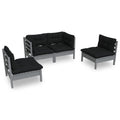 vidaXL Solid Pinewood Patio Lounge Set 4 Piece with Cushions Garden Outdoor Lawn Yard Terrace Balcony Wooden Seat Seating Furniture