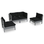vidaXL Solid Pinewood Patio Lounge Set 4 Piece with Cushions Garden Outdoor Lawn Yard Terrace Balcony Wooden Seat Seating Furniture