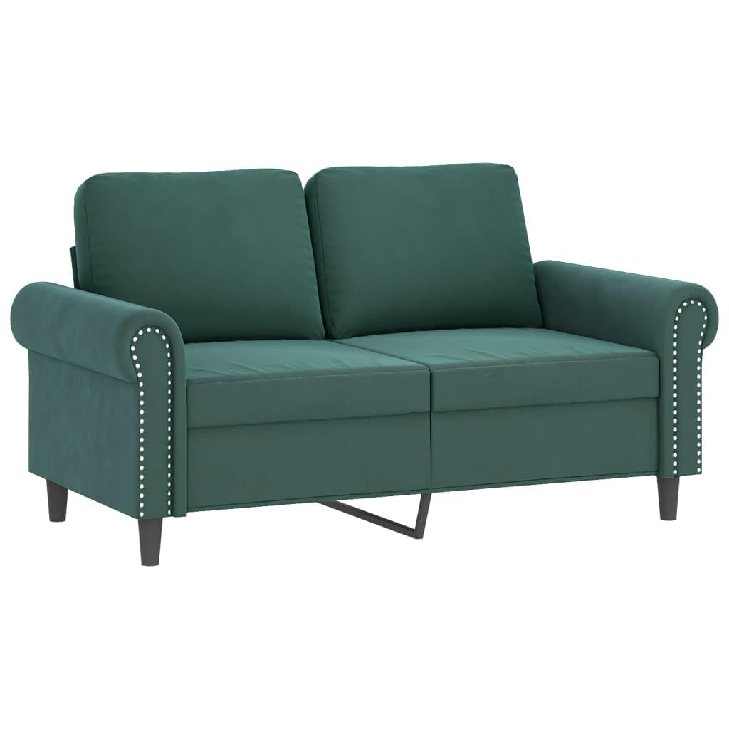 vidaXL 2 Piece Dark Green Velvet Sofa Set with Cushions - Modern Multi-Seater Couches for Living Room, Lounge, Office?