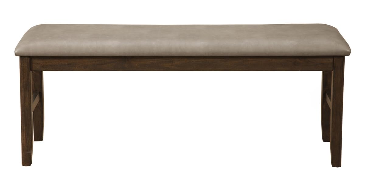 HomeRoots 524062 49 in. Tan & Dark Brown Faux Leather Distressed Upholstery Dining Bench