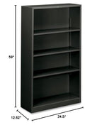 Hon Steel Bookcases-4 Shelf Metal Bookcase, 34-1/2"Wx12-5/8"Dx59"H, Charcoal